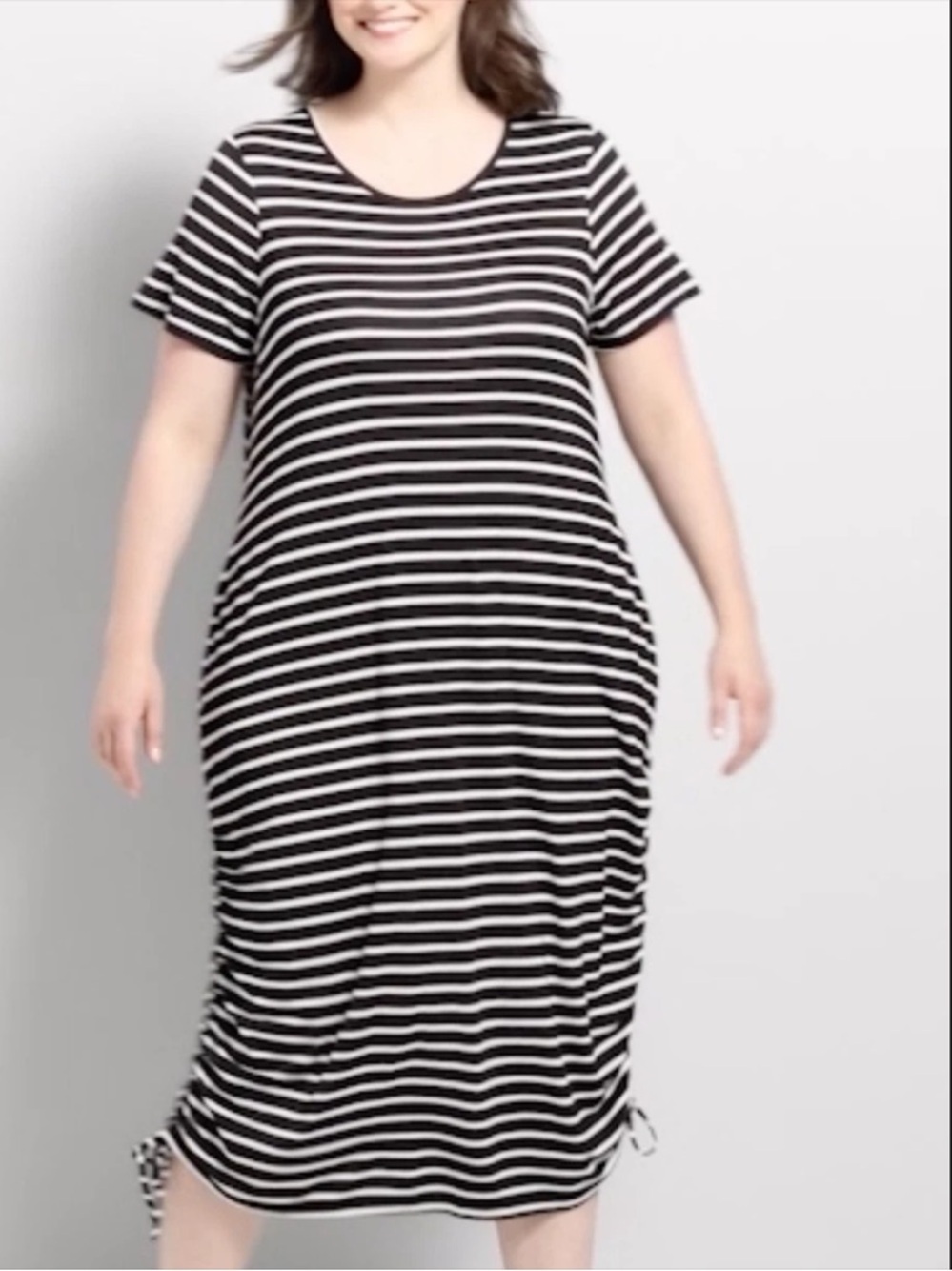Lane Bryant Black & White Striped Midi Dress